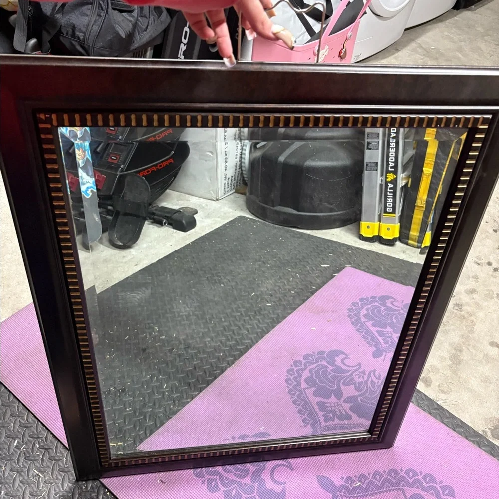 Ornate Brown Wall Mirror with Textured Frame